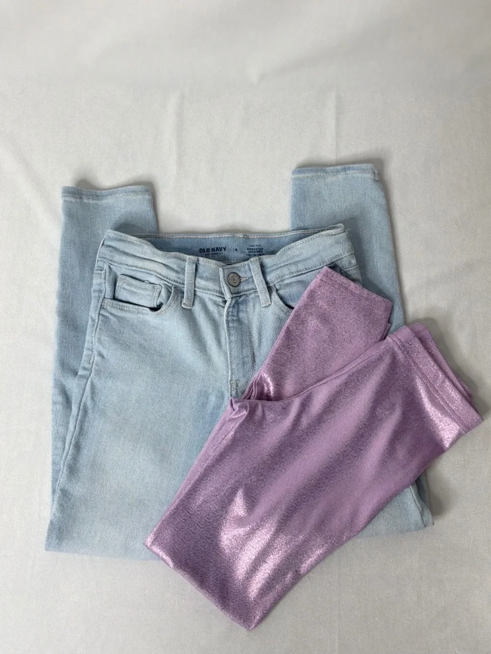 Old Navy Girls Pants Purple Sparkle Leggings & High-Rise Jegging Size 8